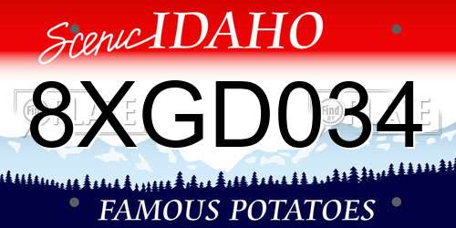 8XGD034 Idaho License Plate