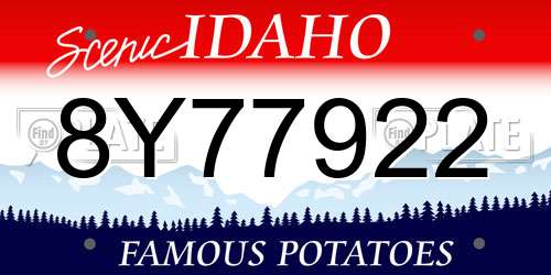 8Y77922 Idaho License Plate