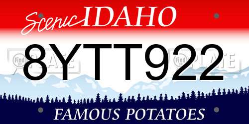 8YTT922 Idaho License Plate