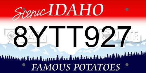 8YTT927 Idaho License Plate
