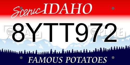 8YTT972 Idaho License Plate