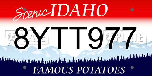8YTT977 Idaho License Plate