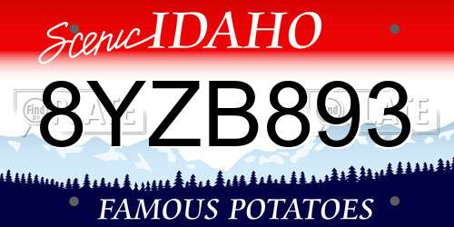 8YZB893 Idaho License Plate