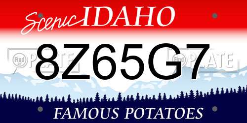 8Z65G7 Idaho License Plate