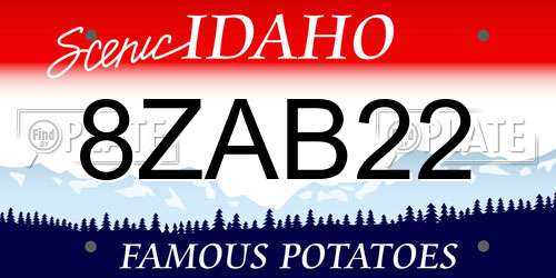 8ZAB22 Idaho License Plate