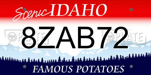 8ZAB72 Idaho License Plate