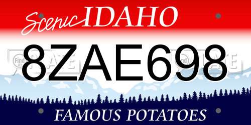 8ZAE698 Idaho License Plate