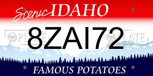 8ZAI72 Idaho License Plate