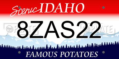 8ZAS22 Idaho License Plate