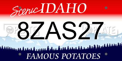 8ZAS27 Idaho License Plate
