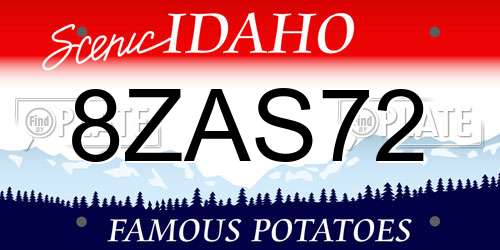 8ZAS72 Idaho License Plate