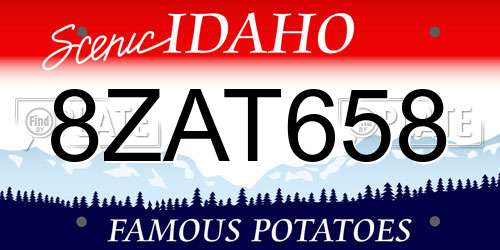 8ZAT658 Idaho License Plate