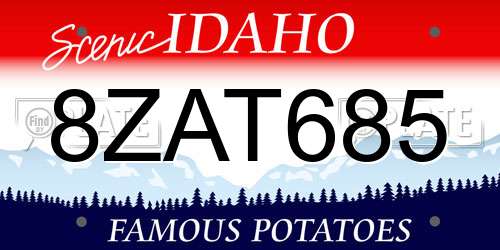 8ZAT685 Idaho License Plate
