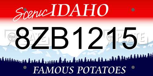 8ZB1215 Idaho License Plate
