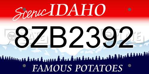 8ZB2392 Idaho License Plate