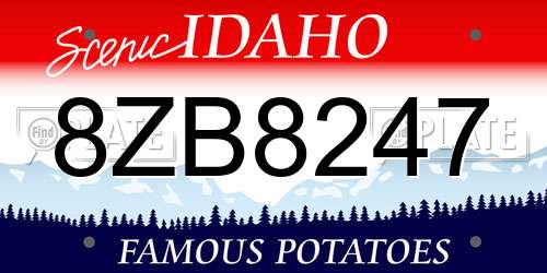 8ZB8247 Idaho License Plate