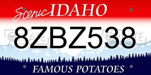 8ZBZ538 Idaho License Plate
