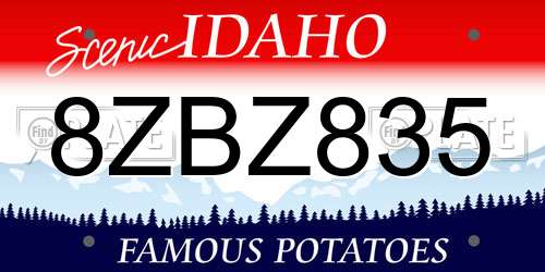 8ZBZ835 Idaho License Plate