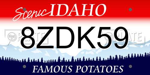 8ZDK59 Idaho License Plate