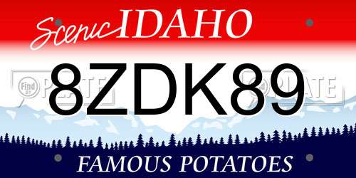 8ZDK89 Idaho License Plate