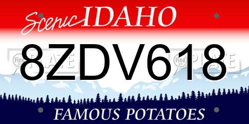 8ZDV618 Idaho License Plate