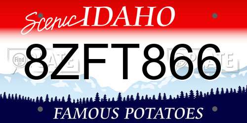 8ZFT866 Idaho License Plate