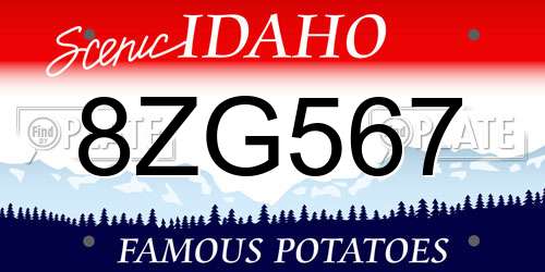 8ZG567 Idaho License Plate
