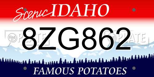 8ZG862 Idaho License Plate
