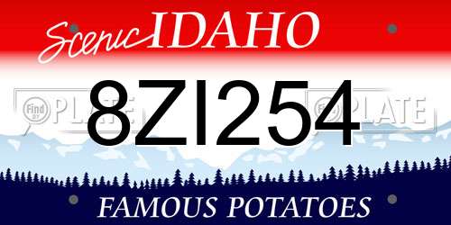 8ZI254 Idaho License Plate