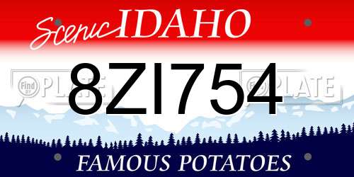 8ZI754 Idaho License Plate