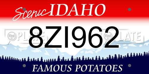 8ZI962 Idaho License Plate