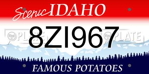 8ZI967 Idaho License Plate