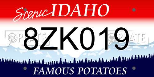 8ZK019 Idaho License Plate