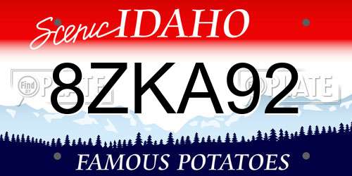 8ZKA92 Idaho License Plate