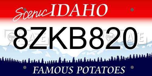 8ZKB820 Idaho License Plate
