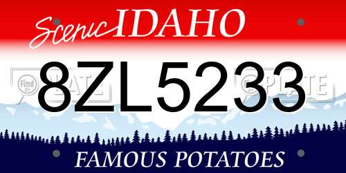 8ZL5233 Idaho License Plate