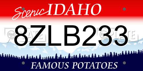 8ZLB233 Idaho License Plate