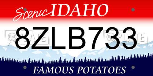8ZLB733 Idaho License Plate