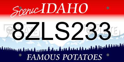 8ZLS233 Idaho License Plate
