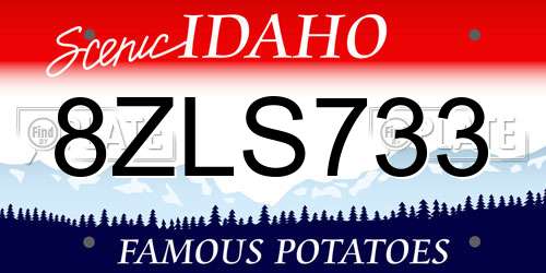 8ZLS733 Idaho License Plate