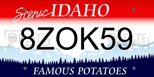 8ZOK59 Idaho License Plate