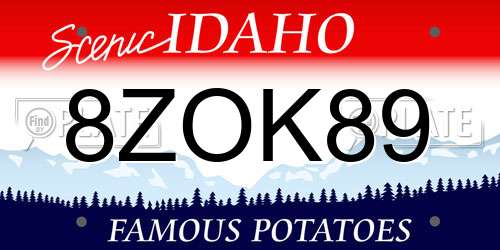 8ZOK89 Idaho License Plate