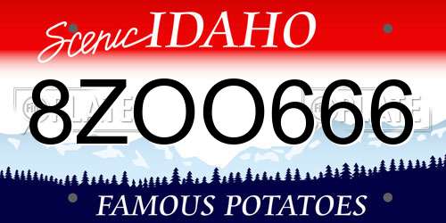 8ZOO666 Idaho License Plate