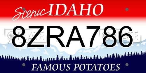 8ZRA786 Idaho License Plate