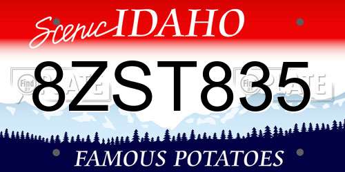 8ZST835 Idaho License Plate