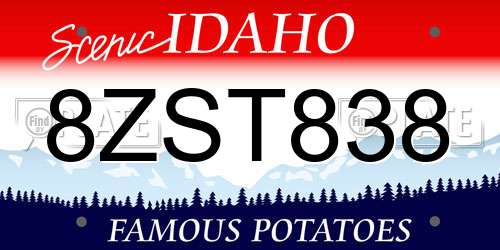 8ZST838 Idaho License Plate