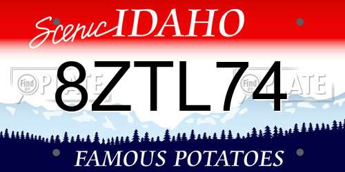 8ZTL74 Idaho License Plate
