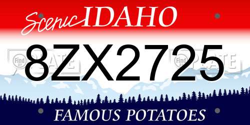8ZX2725 Idaho License Plate