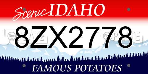8ZX2778 Idaho License Plate