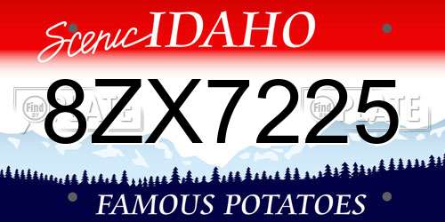8ZX7225 Idaho License Plate